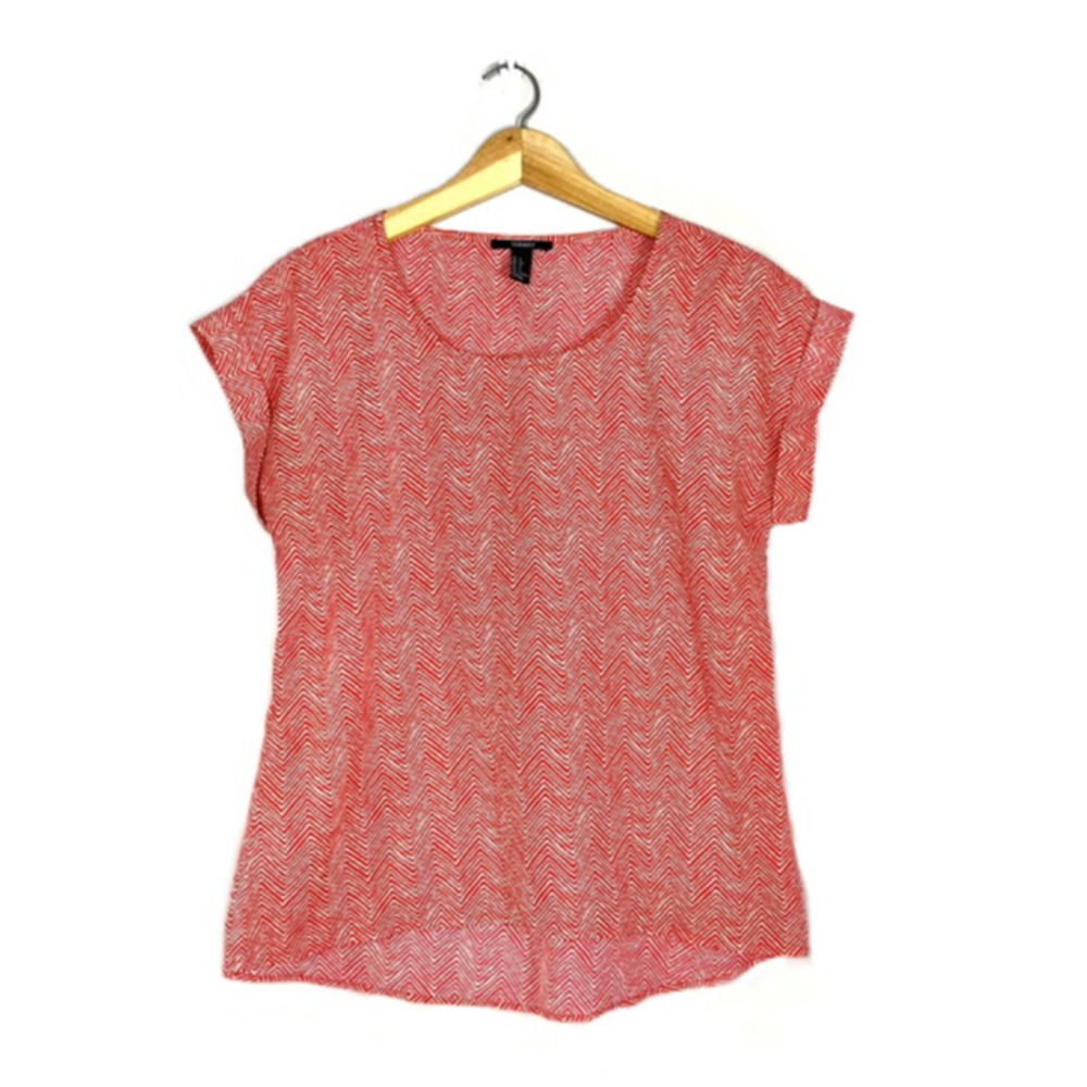 Red and White Chevron Forever 21 Women's Shirt S
